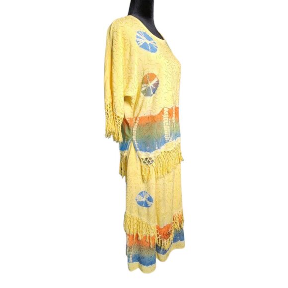 Two Piece Beach Tunic Skirt Size Medium Coastal Grandma Summer Boho *flaws - Picture 2 of 16